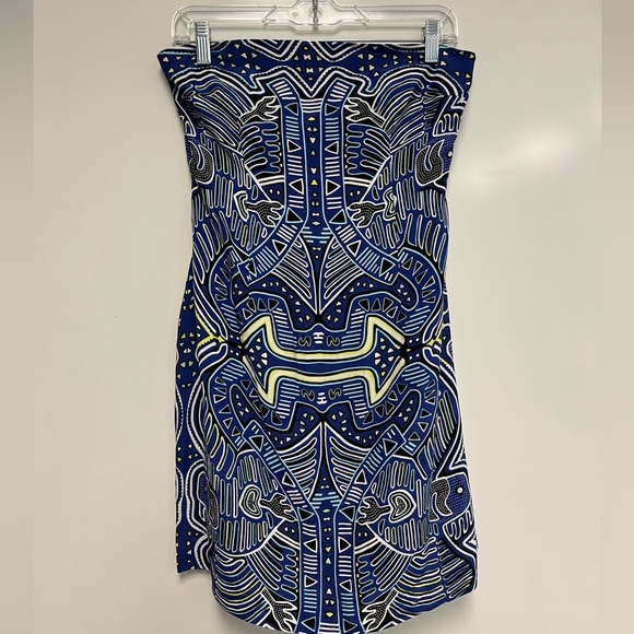 Mara Hoffman Blue Mola Print Strapless Mini Dress Sz. 8 - Picture 3 of 8